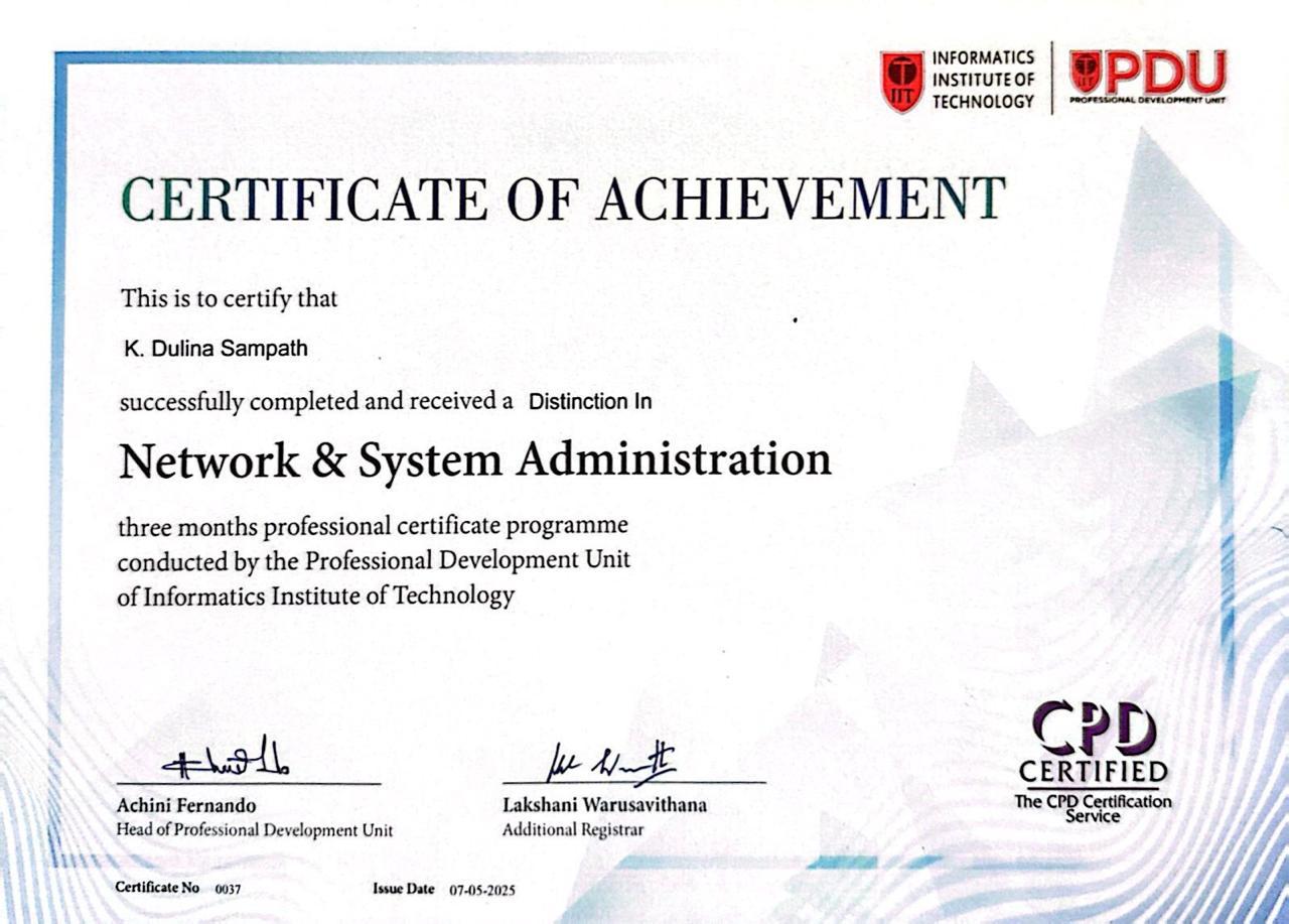 IIT PDU Network and System Administration Certificate
